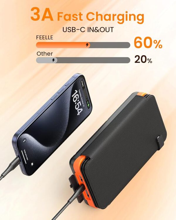 Solar Powerbank 25.000 mAh von FEELLE – mit faltbaren Solarpanels, 3 USB-Ports & LED-Taschenlampe – Bild 6