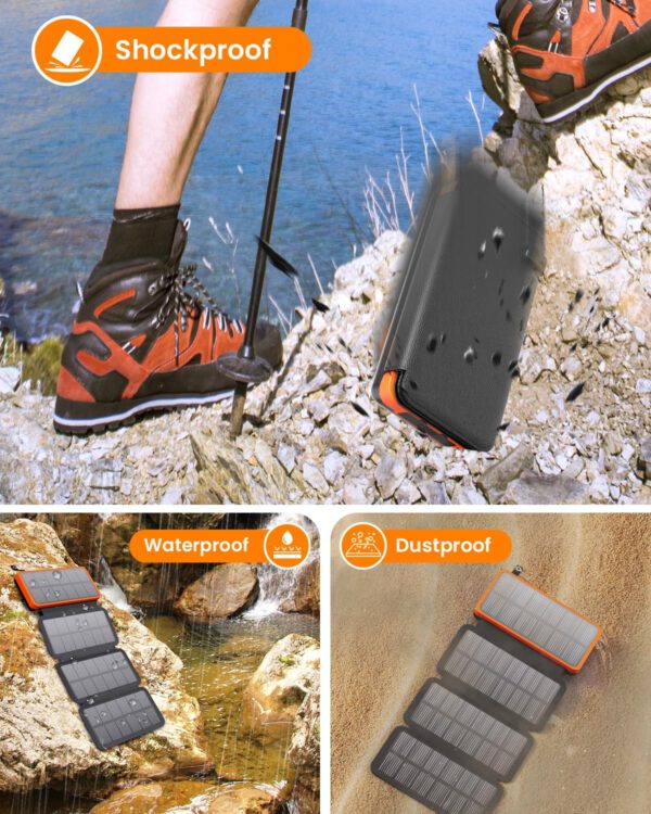 Solar Powerbank 25.000 mAh von FEELLE – mit faltbaren Solarpanels, 3 USB-Ports & LED-Taschenlampe – Bild 3