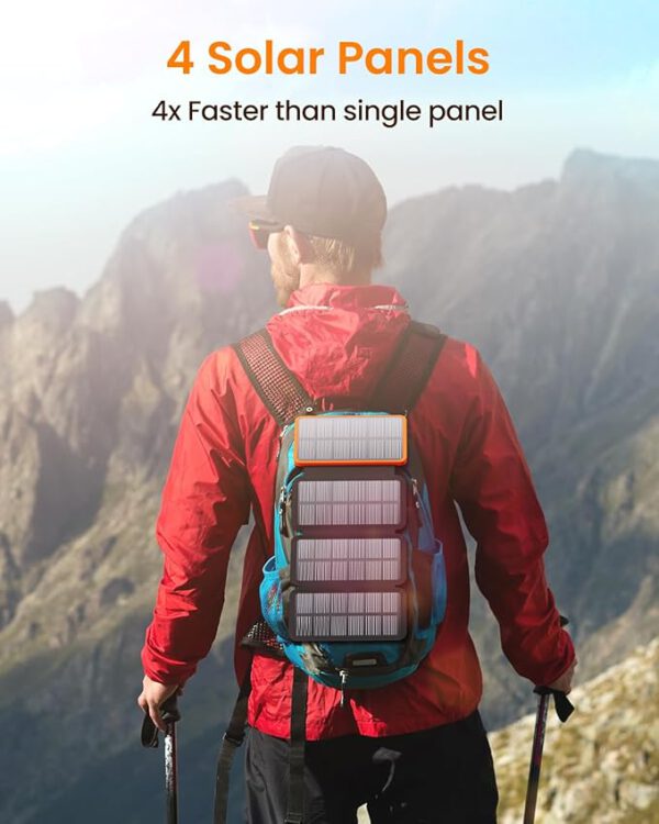 Solar Powerbank 25.000 mAh von FEELLE – mit faltbaren Solarpanels, 3 USB-Ports & LED-Taschenlampe – Bild 4
