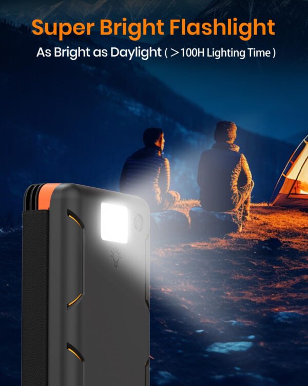 Solar Powerbank 25.000 mAh von FEELLE – mit faltbaren Solarpanels, 3 USB-Ports & LED-Taschenlampe – Bild 2